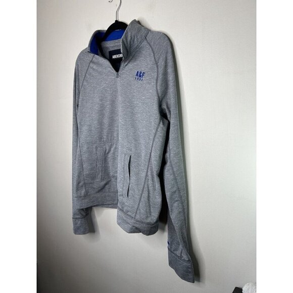 Abercrombie & Fitch Sweatshirt Men's Heather Gray 1/4-Zip Performance Size Large - Picture 7 of 12